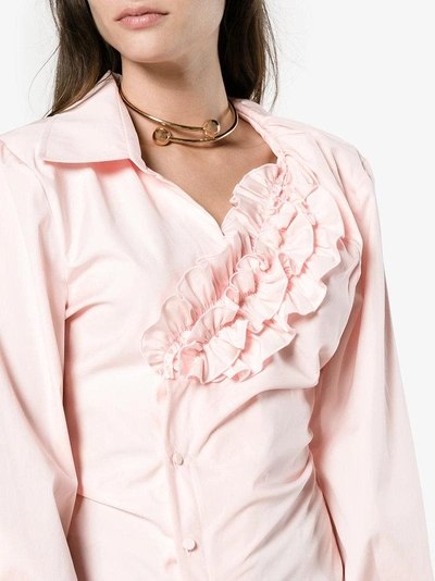 Shop Jacquemus Open Neck Ruffle Asymmetric Shirt