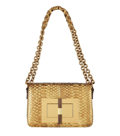 Shop Tom Ford Large Python Natalia Chain Shoulder Bag In Gold