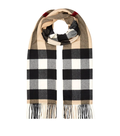 Shop Burberry Oversized Cashmere Check Scarf In Brown