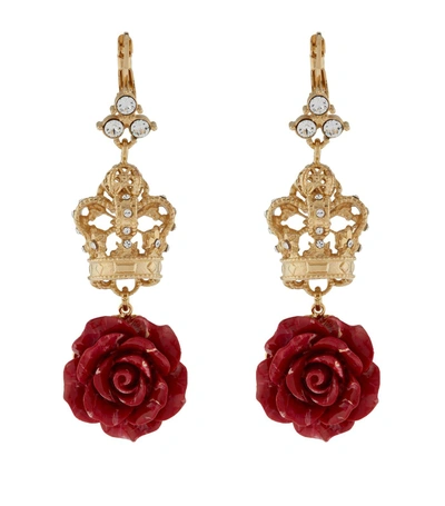 Shop Dolce & Gabbana Rose And Crown Earrings In Multi