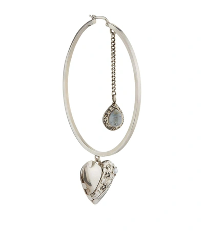 Shop Alexander Mcqueen Creole Heart Hoop Earrings In Silver