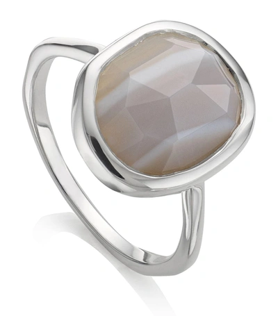 Shop Monica Vinader Medium Siren Grey Agate Stacking Ring In Silver