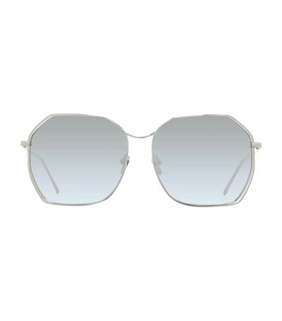 Shop Linda Farrow Oversized Sunglasses In Silver