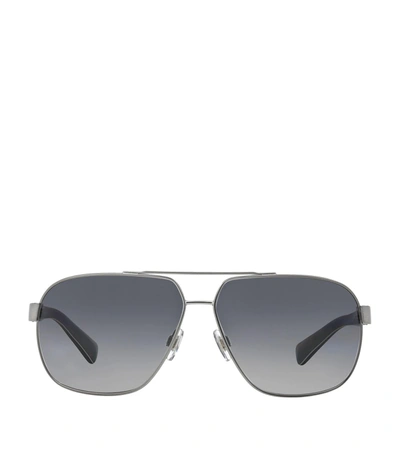 Shop Dolce & Gabbana Pilot Metal Sunglasses In Grey