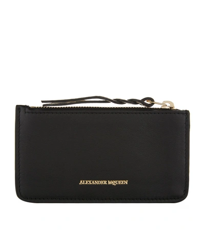 Shop Alexander Mcqueen Snake Trim Leather Card Holder In Black
