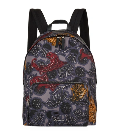 Shop Burberry Printed Nylon Backpack In Navy