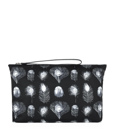 Shop Alexander Mcqueen Feather Print Pouch In Black