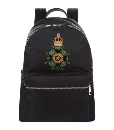 Shop Dolce & Gabbana Embroidered Coat Of Arms Backpack In Multi