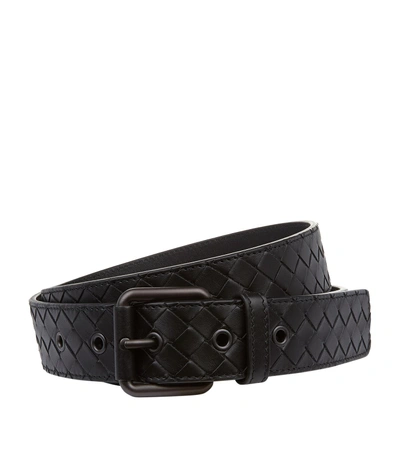 Shop Bottega Veneta Cintura Intrecciato Leather Belt In Black