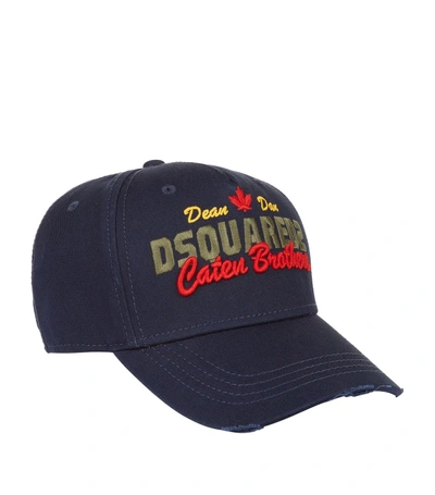 Shop Dsquared2 Caten Brothers Baseball Cap In Navy