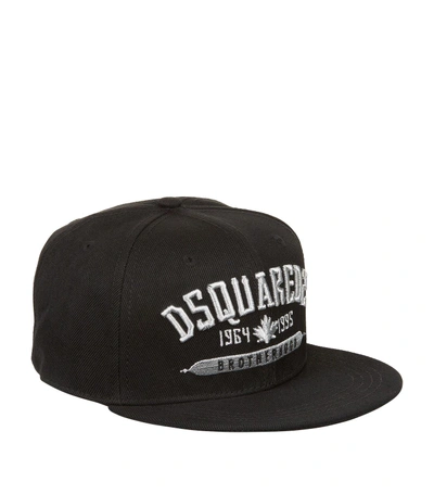 Dsquared2 Brotherhood Black Fabric Cap White Logo | ModeSens