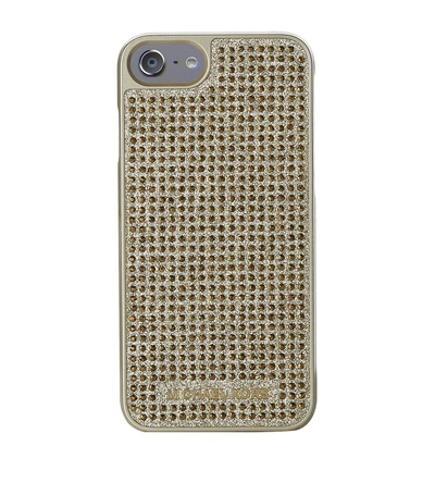 Shop Michael Kors Embellished Glitter Iphone 7 Case In Gold