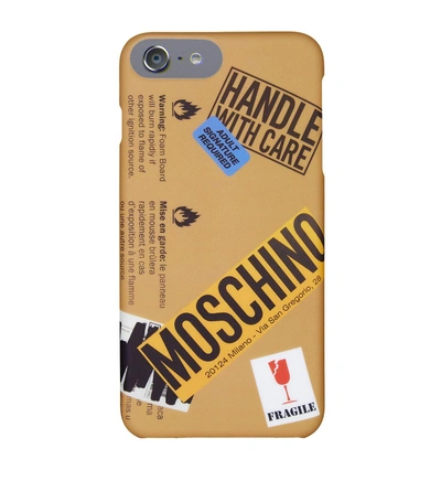 Shop Moschino Logo Warning Iphone 7 Case In Multi