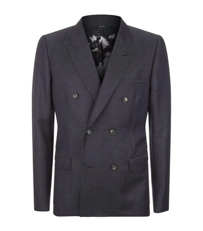 Shop Alexander Mcqueen Chambray Double Breasted Jacket In Navy