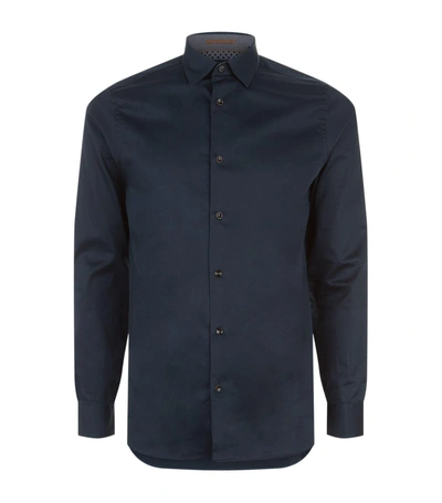 Shop Ted Baker Marsay Stretch Cotton Shirt In Navy