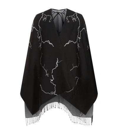 Shop Marcelo Burlon County Of Milan Lightening Print Poncho In Black