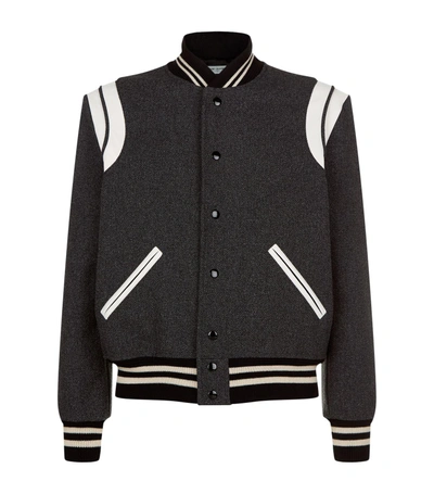 Shop Saint Laurent Varsity Jacket In Black