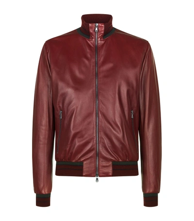 Shop Dolce & Gabbana Leather Bomber Jacket In Multi