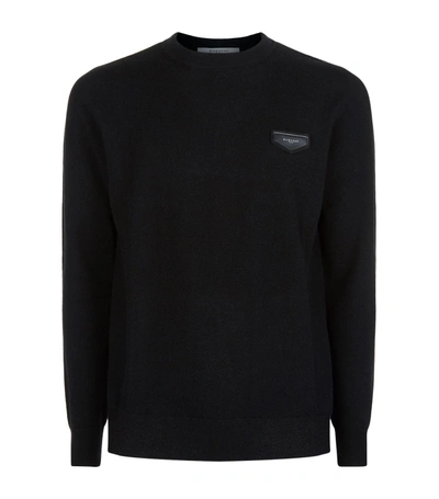 Shop Givenchy Cashmere Logo Patch Sweater In Black