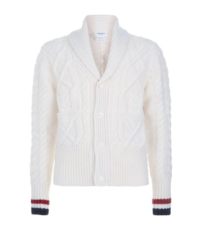 Shop Thom Browne Shawl Collar Cardigan In White