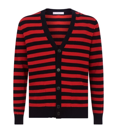 Shop Givenchy Striped Cardigan In Red