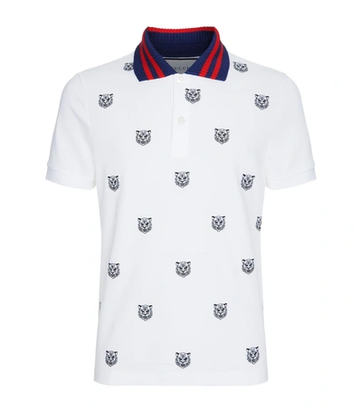 Tiger Embroidery Mandarin Collar Polo Shirt