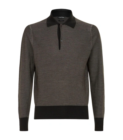 Shop Tom Ford Wool And Silk Polo Shirt In Grey