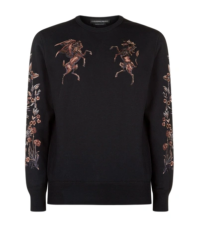 Shop Alexander Mcqueen Embroidered Unicorn Sweatshirt In Black