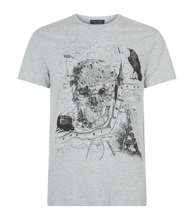 Shop Alexander Mcqueen London Map Organic Cotton T-shirt In Grey