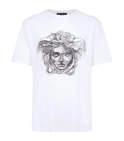 Shop Versace Illustrated Medusa Print T-shirt In White