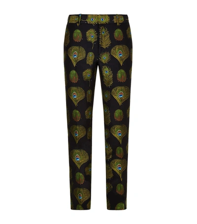 Shop Alexander Mcqueen Feather Jacquard Trousers In Multi