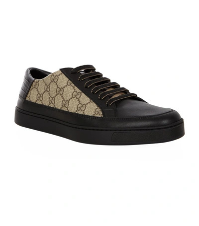 Gucci Common Gg Supreme Leather And Canvas Trainers In Black | ModeSens