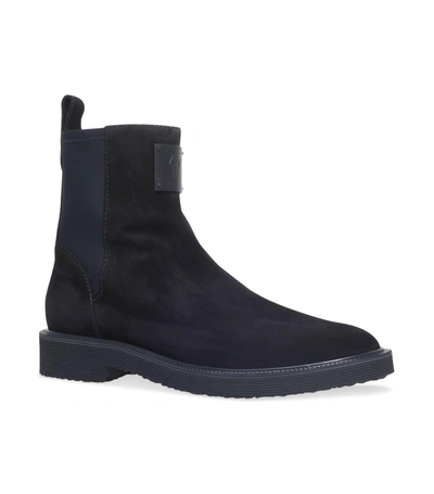 Shop Giuseppe Zanotti Neoprene Panel Suede Chelsea Boots In Black