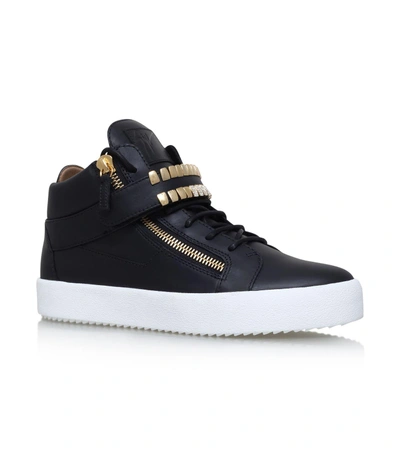 Shop Giuseppe Zanotti Gold Teeth High-top Sneakers In Black