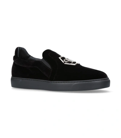 Shop Philipp Plein Kaymer Velvet Skater Shoes In Black