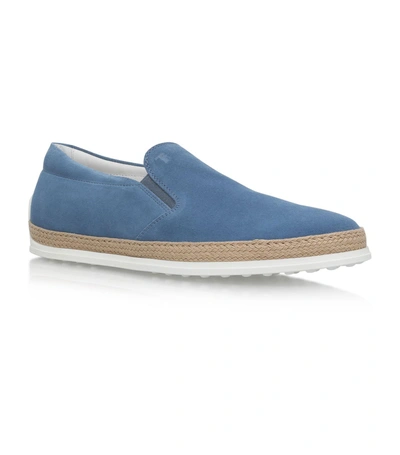 Shop Tod's Raffia Skate Shoes In Blue