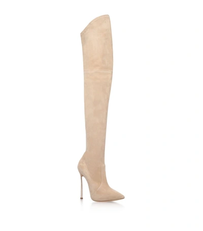 Shop Casadei Embellished Blade Over-the-knee Boots 120 In No Color