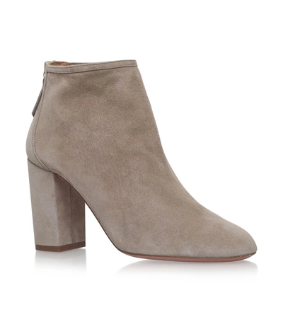 Shop Aquazzura Suede Downtown Ankle Boots 85 In Grey