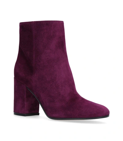 Shop Gianvito Rossi Suede Rolling Ankle Boots 85 In Burgundy