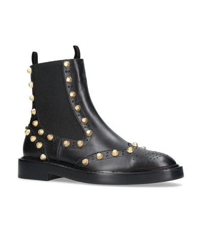 Shop Balenciaga Leather Studded Chelsea Boots In Black