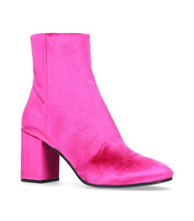 Shop Balenciaga Velvet Ville Ankle Boots 80 In Pink