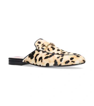 Shop Gucci Haircalf Princetown Slippers In Beige