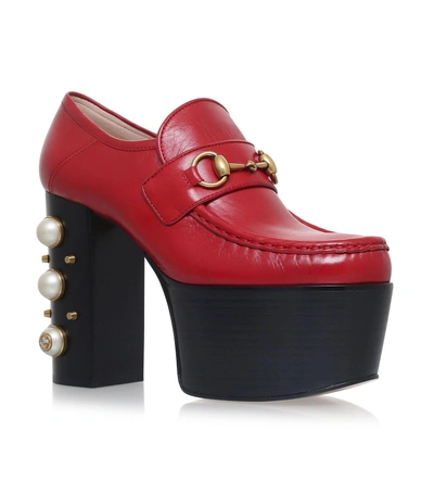 Shop Gucci Embellished Vegas Loafers 125 In Red