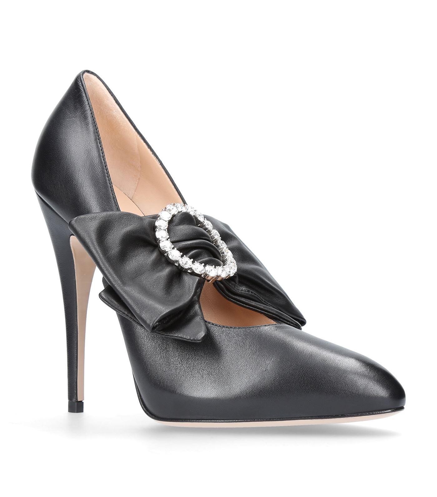 gucci leather pump with bow