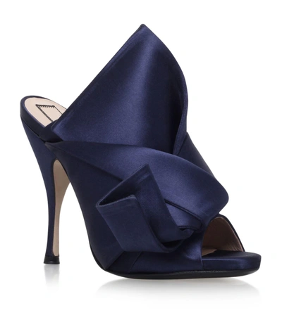 Shop N°21 Satin Bow Mules 105 In Navy