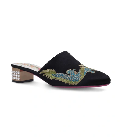 Shop Gucci Embroidered Candy Mules 35 In Black