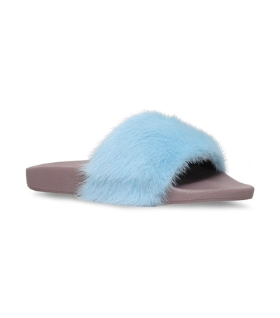 Shop Dolce & Gabbana Mink Poolside Slides In Blue