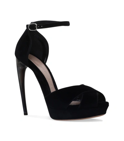 Shop Alexander Mcqueen Horn Heel Crossover Sandals 125 In Black