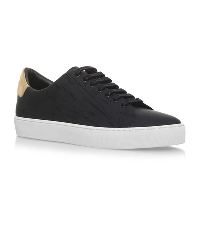 Shop Burberry Perforated Leathersneakers In Black