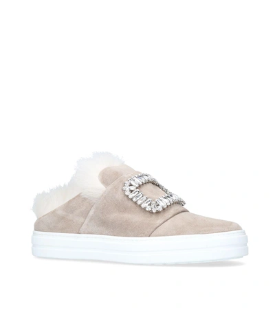 Shop Roger Vivier Sneaky Viv Fur Mule Sneakers In Beige